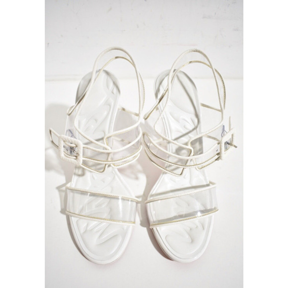 Christian Louboutin Loubi Duniss 100 White Clear PVC Strap Sandal Heel Pump 37 - Picture 6 of 12